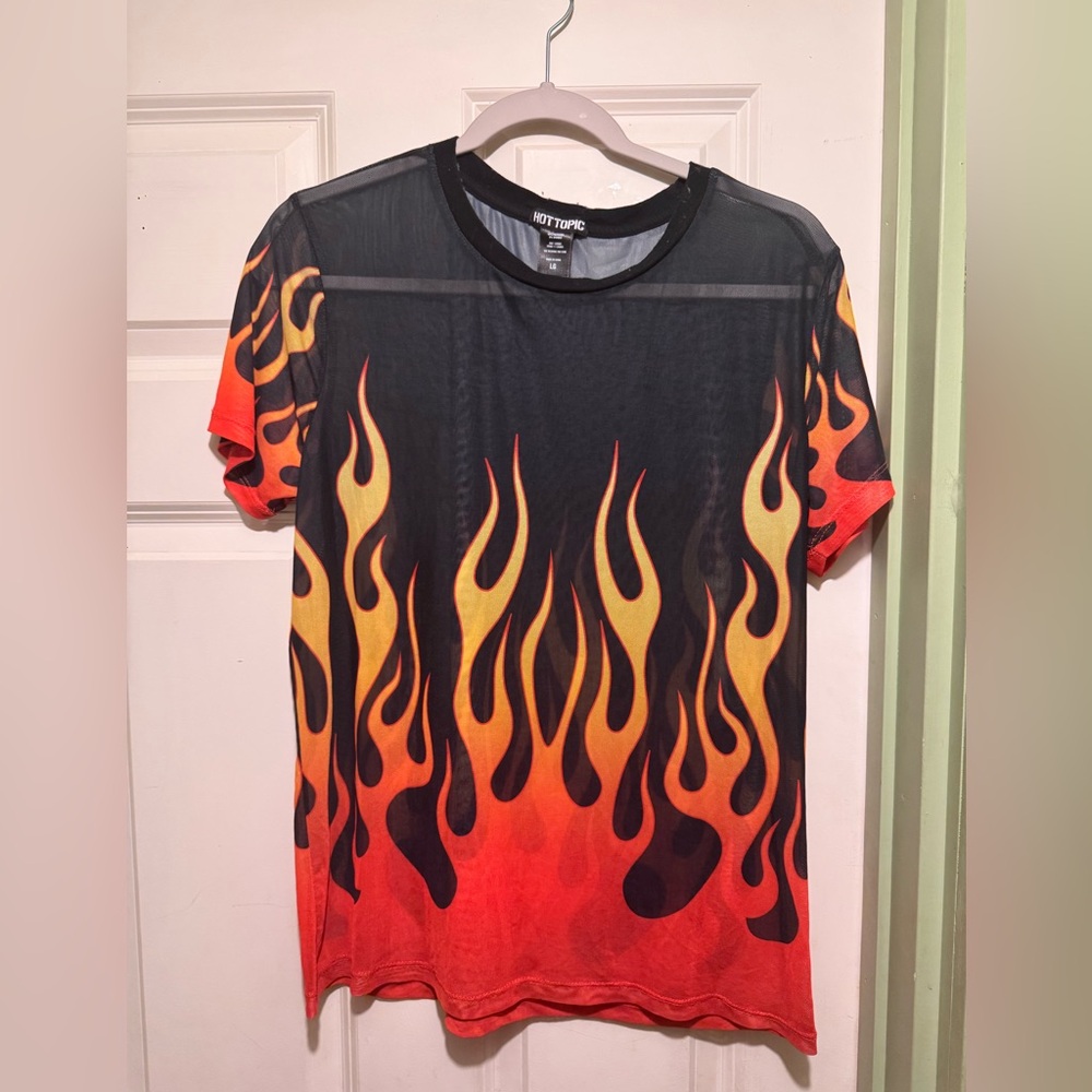 Hot Topic flame sheer t-shirt